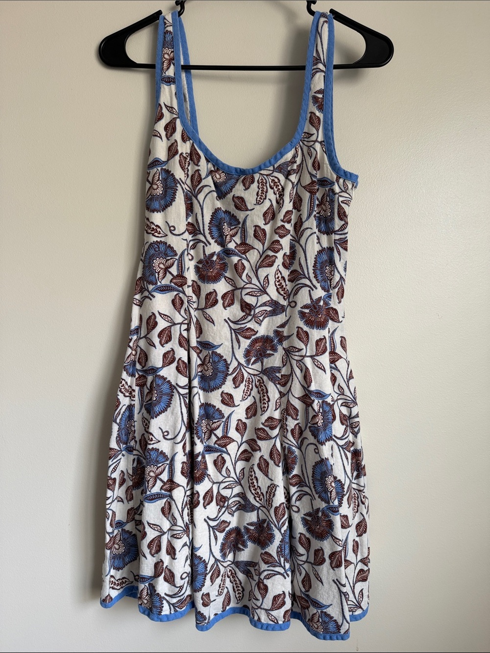 Rachel Zoe Blue and Brown Floral Scoop-Neck Mini Dress